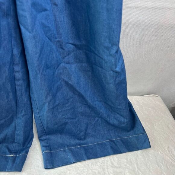 FA Belted Waist Wide Leg Boho Jumpsuit with Pockets Denim Blue Size Small - Picture 8 of 14